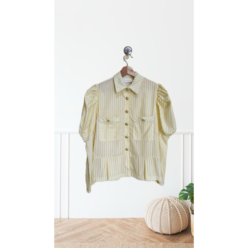 kemeja crop unik wanita lengan panjang