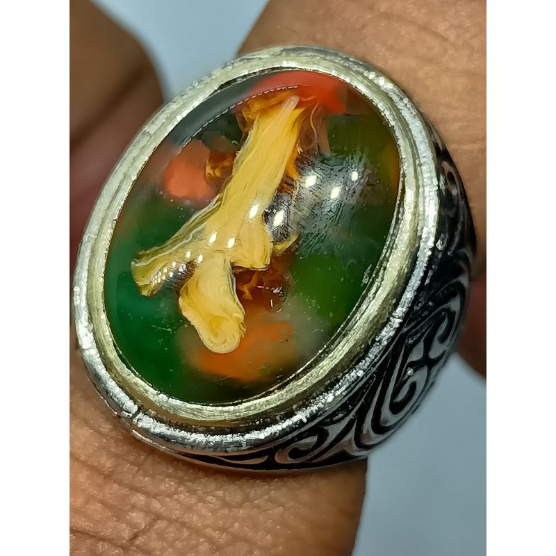 Cincin Batu Panca Warna Motip Kris