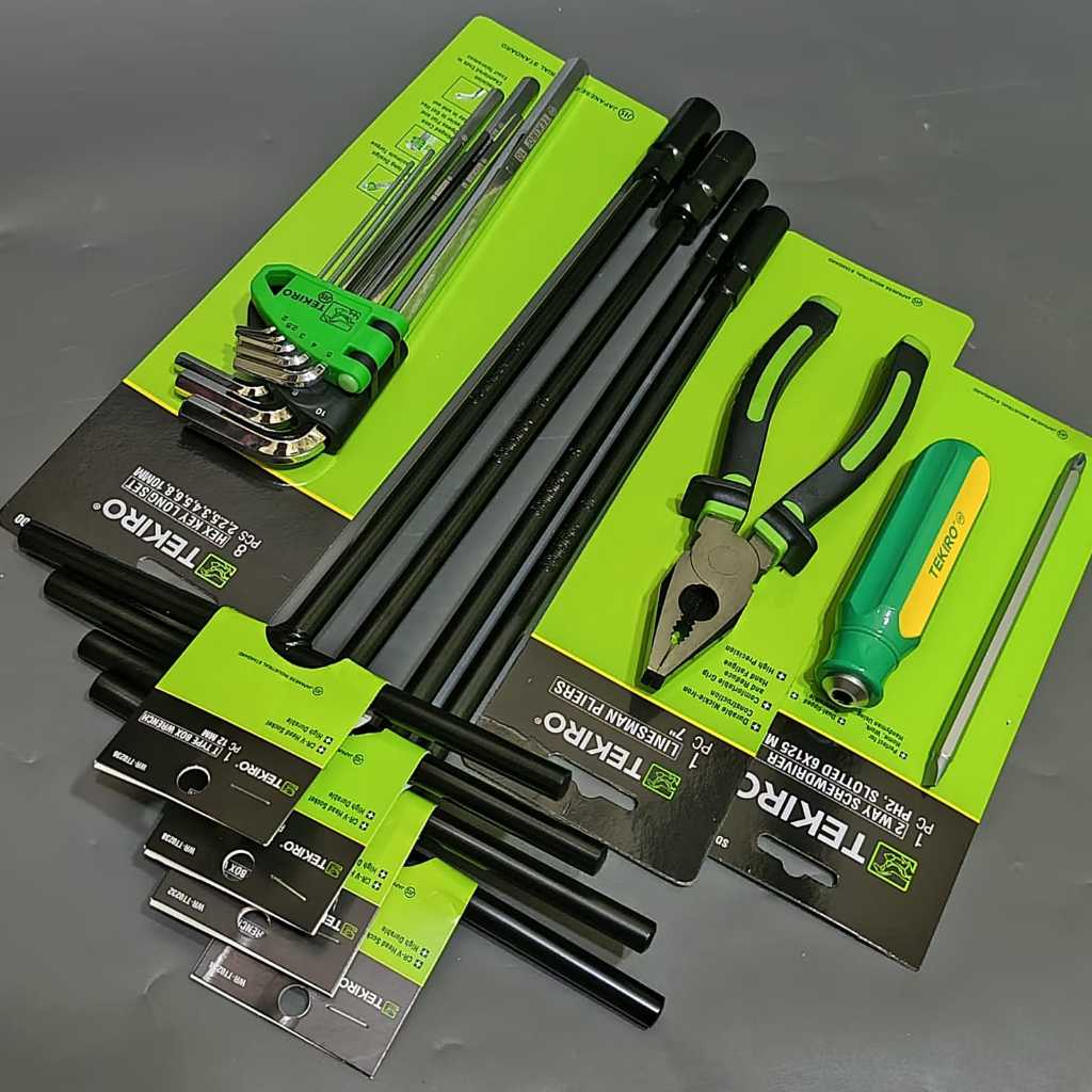 Tekiro Paket Lengkap 1 Set Kunci T 4pcs 8-10-12-14 mm + Kunci L Set 9 Pcs + Tang Kombinasi 7 inch +