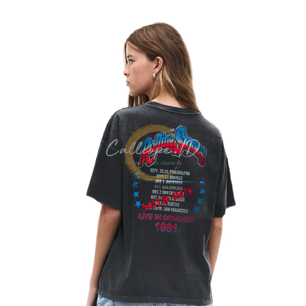 Kaos Band Merch P&B Rolling Stones (Unisex) Combed Tshirt Oversize