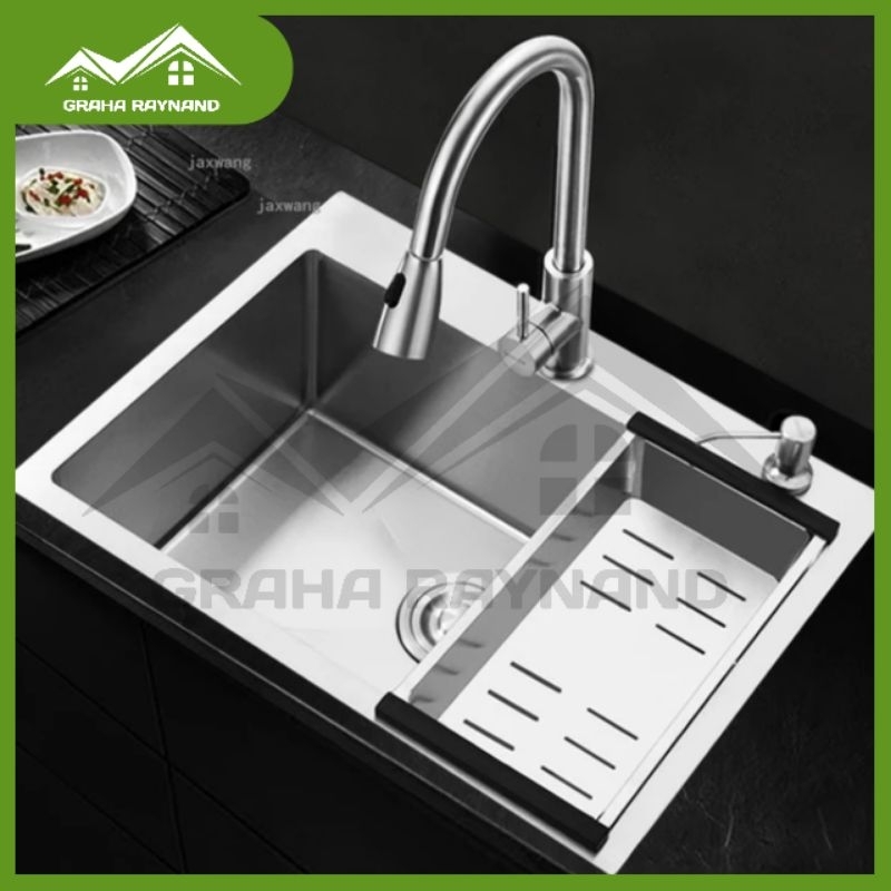 Paket Kitchen Sink 1 Lubang Silver Edition | Ukuran 60 cm × 45 cm