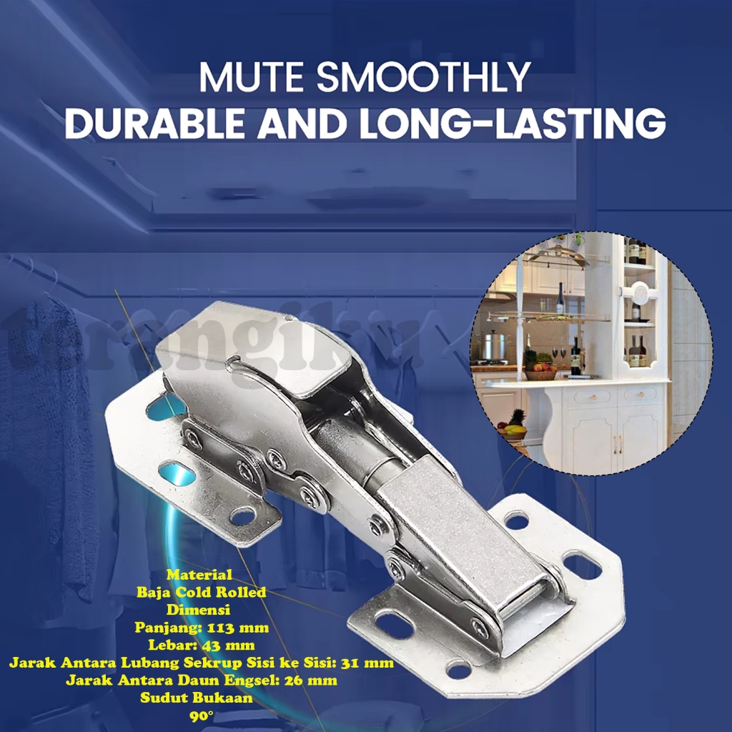 Engsel Pintu lemari Kabinet 90 Derajat 4 inchi slow motion Soft Close Hydraulic Hinge Door - MY-41