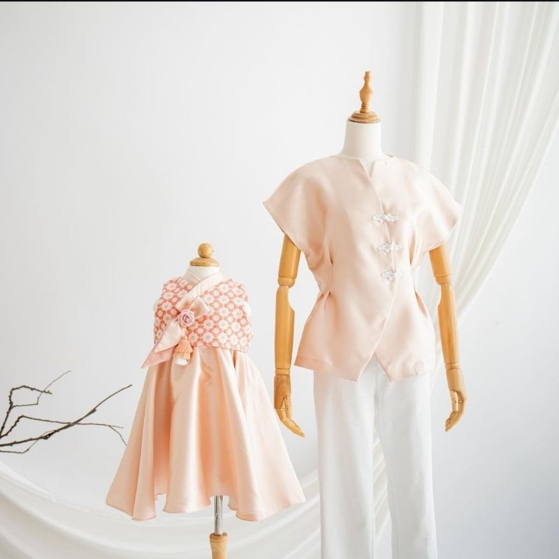 Mom & Kids Couple CNY 2025. Mom Blouse Kids Dress