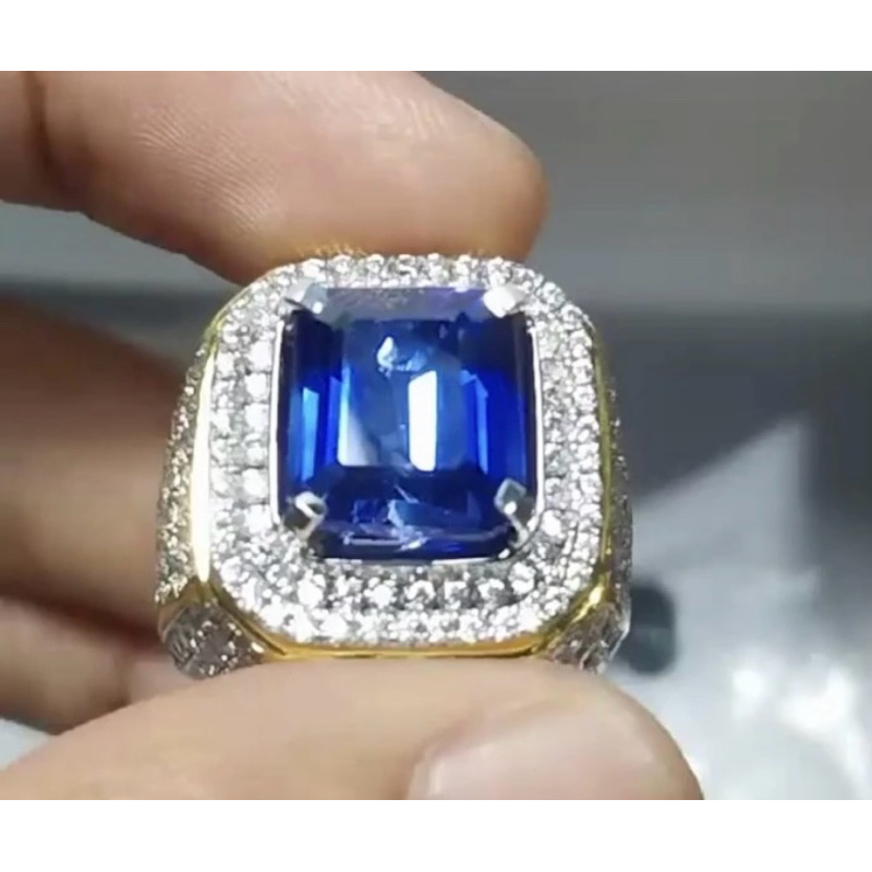 Cincin Perak Pesanan Blue King Safir Terbaik Top Quality