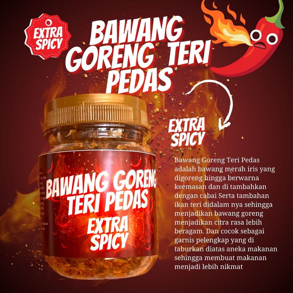 

Bawang Goreng teri Pedas Sumenep Tanpa tempung Renyah Gurih 75 Gram