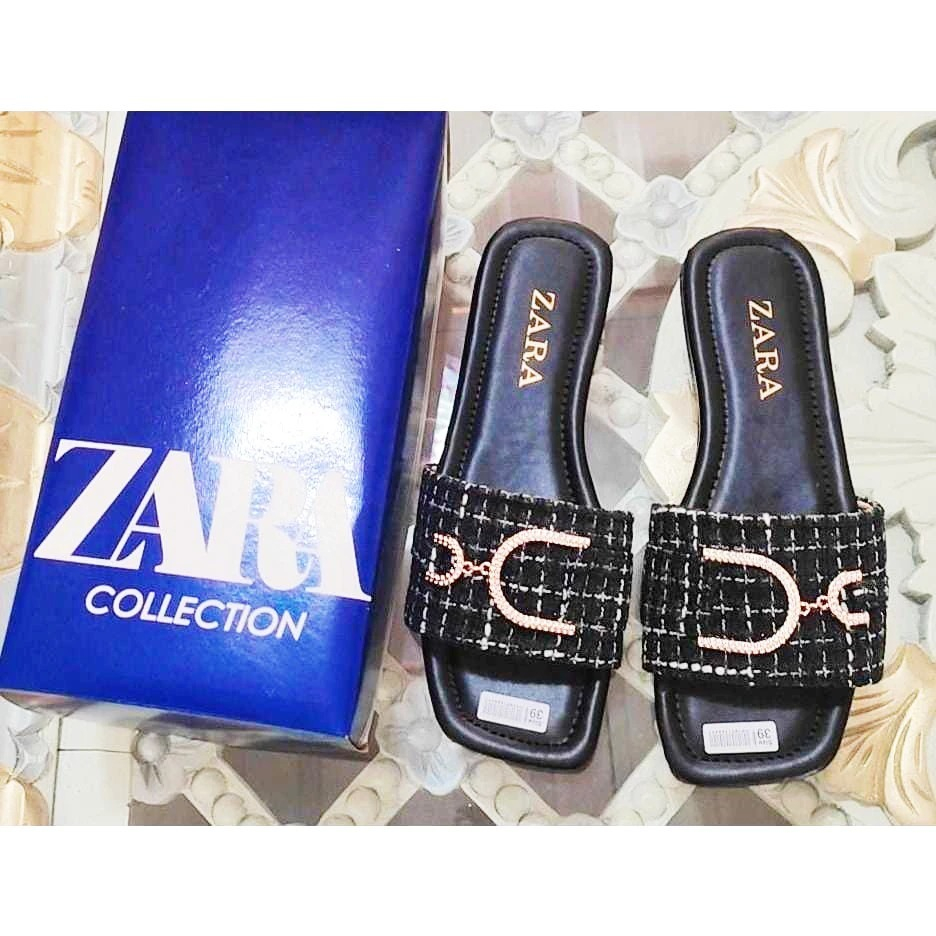 PROMO Zara Collection Sandal Hitam Wanita / sepatu sandal dior
