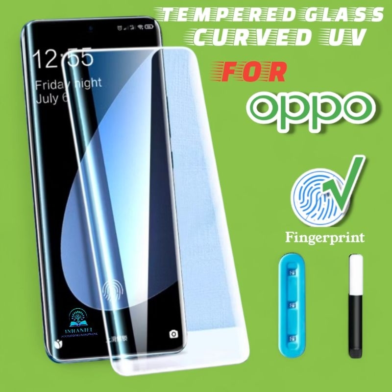 Tempered Glass Curved Uv Clear Bening Oppo Reno 4 5 6 8t 9 10 11 12 13 14 Pro Plus 4g 5g Anti Gores 