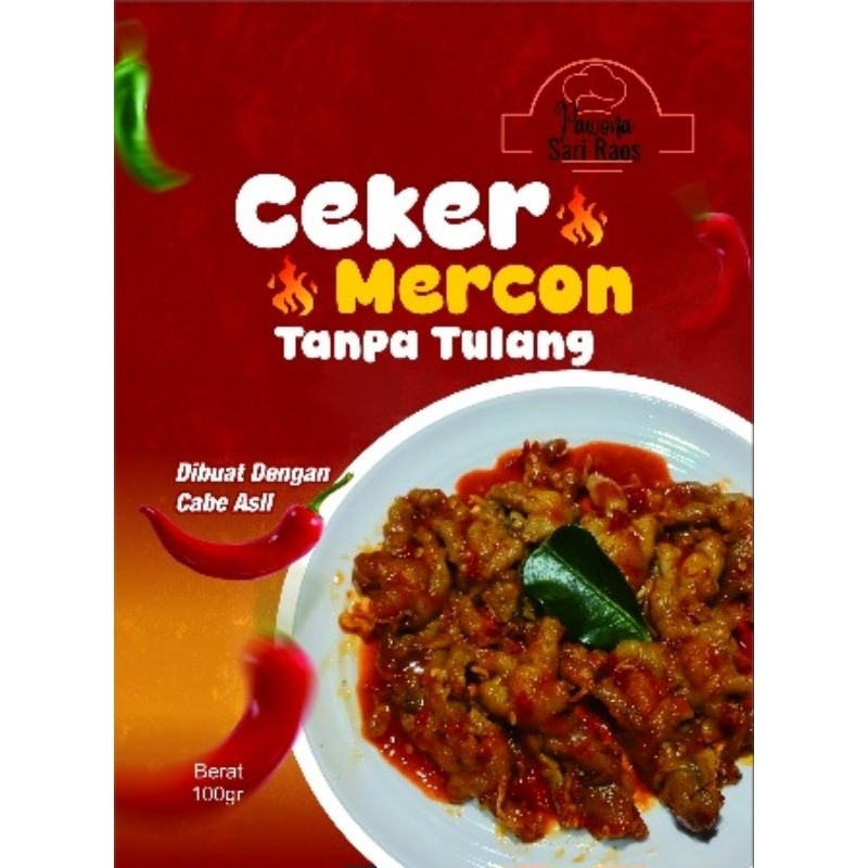 

Ceker Mercon Tanpa Tulang Dibuat dengan Cabe Asli Berat 100gr paket 2