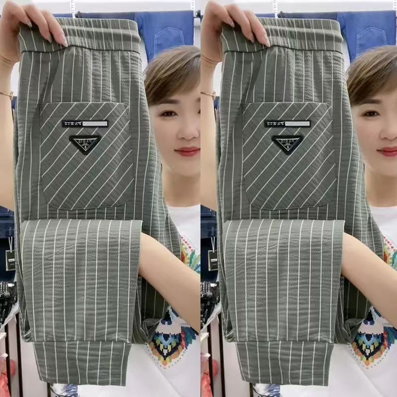 Summer Men's Thin Material Casual Pants Small Foot Pants Ice Silk Long Pants