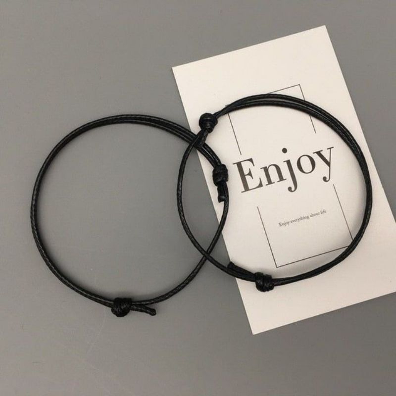 Gelang Couple Polos/Gelang Hitam Polos/Gelang Pria Wanita/Gelang Tali Korea 2mm