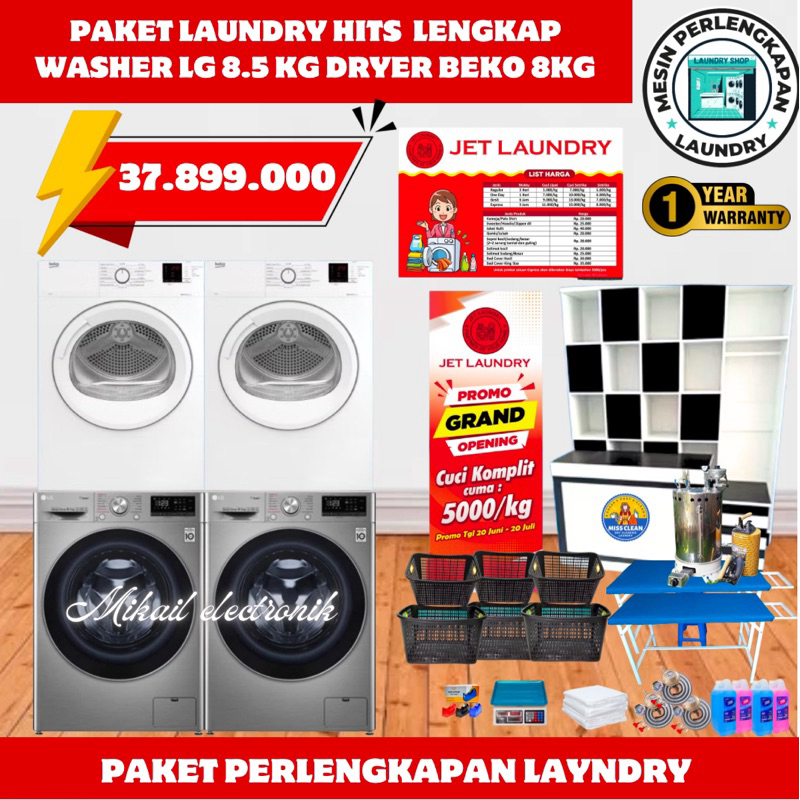 PAKET LAUNDRY KILOAN LENGKAP MESIN CUCI LG 8.5KG
