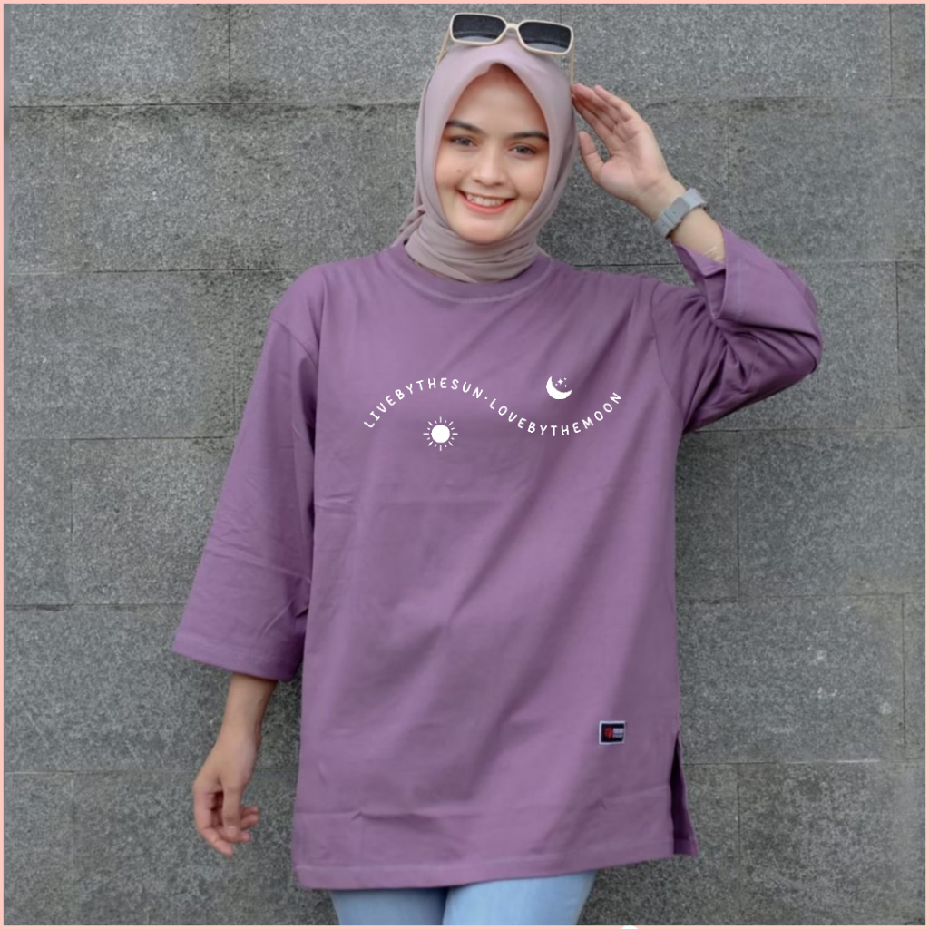 ARELS.ID Kaos Oversize T-Shirt Slit Daily Top Basic Jumbo Atasan Wanita Dewasa M L XL XXL JUMBO LD 1
