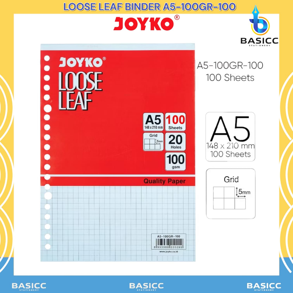 

Joyko Loose Leaf 100-Lembar Kertas Binder Kotak | A5-100GR-100