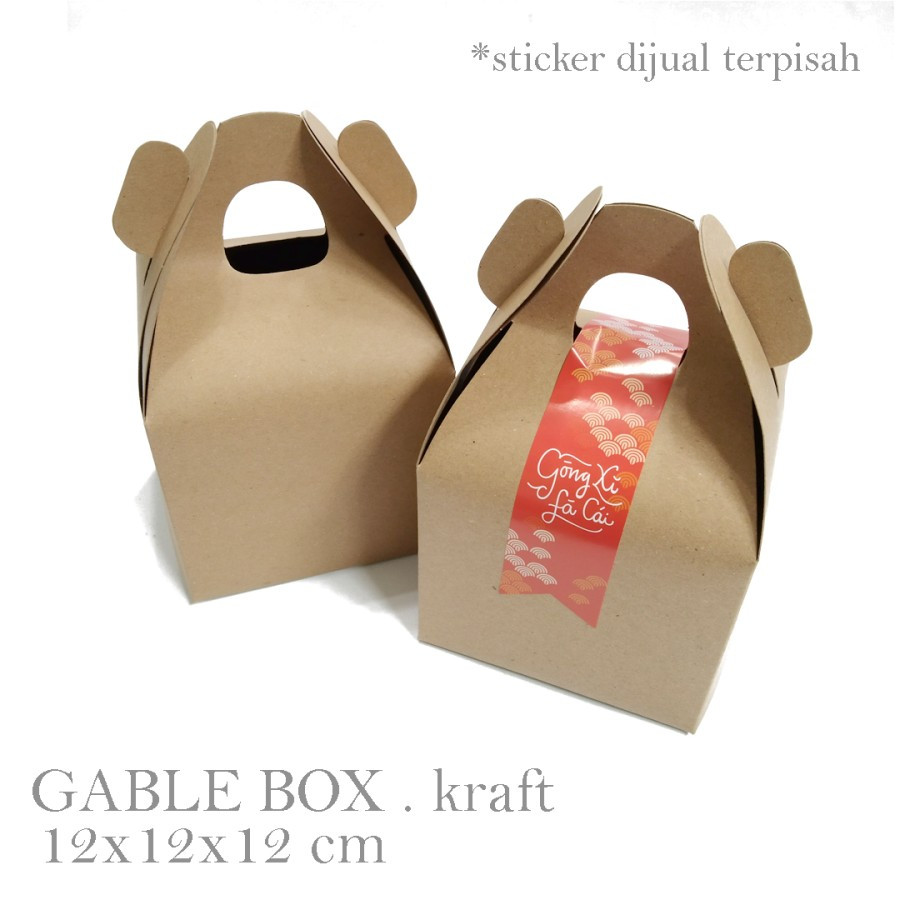 

10 Pcs Gable Box Hampers Kotak Kado Bahan Kraft Carton 350gr Ukuran 12x12x12 cm