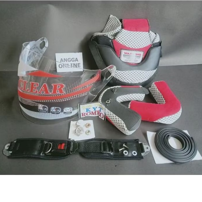PAKET KYT ROMEO, Busa helm KYT ROMEO + kaca helm + Baut & Mur helm + Tali helm + Lis karet helm