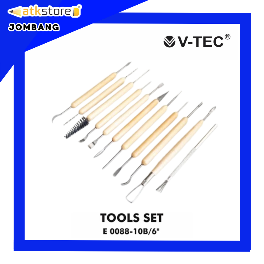 

VTEC Clay Tool Set Type E0088-10B 6 INCH Alat Butsir Clay Alat Ukir Tanah Liat Set Pottery Sculpting