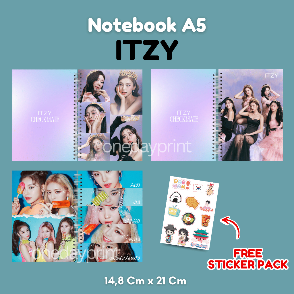 

A5 Notebook ITZY Free Sticker Pack KPOP - Journal, Memo, Note KPOP Hemat Murah