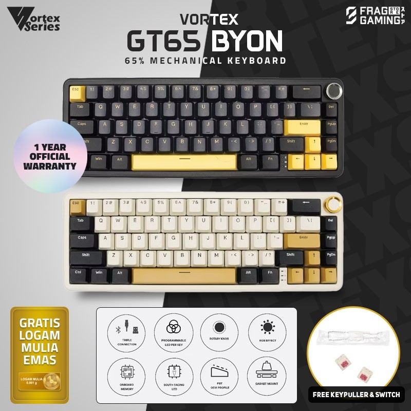 Vortex series GT65 BYON Multiconnection Gasket Mount KNOB Mechanical Keyboard Vortexseries GT-65 / V