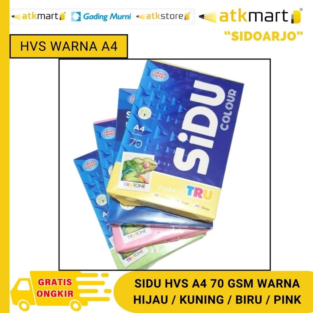 

SIDU KERTAS HVS A4 70 GSM WARNA - 1 RIM