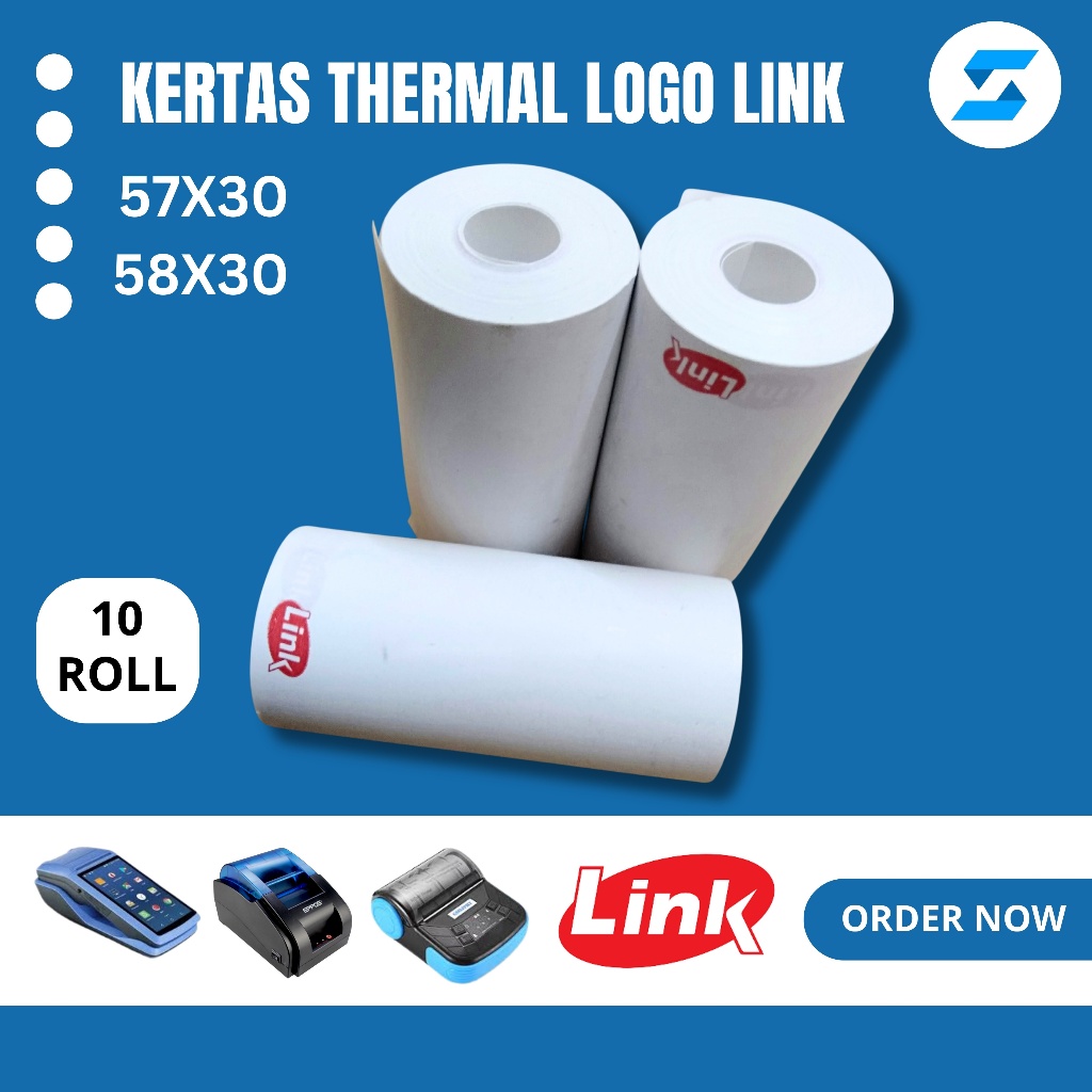 

KERTAS THERMAL LOGO LINK 57X30 ISI 10 ROLL