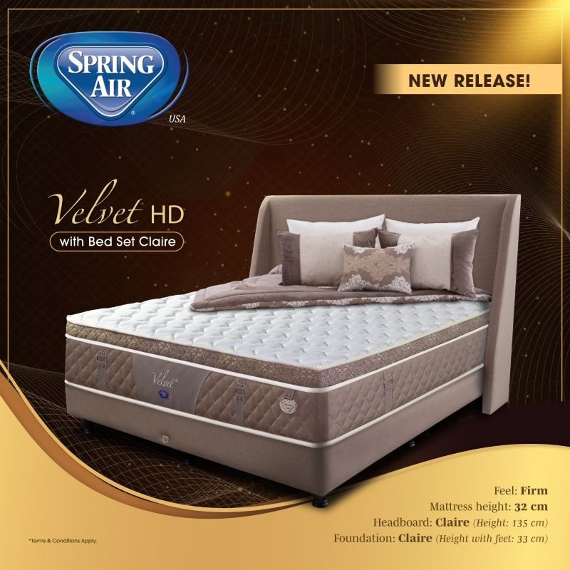 SET / Kasur Spring Air Velvet HD Spring Bed 100/120/160/180/200 springbed 120x200 160x200 180x200