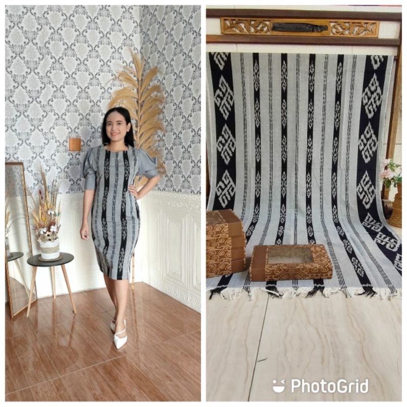 kain tenun Jepara warna abu2