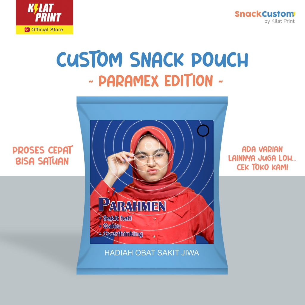 

Snack Custom Foto Teks Bungkus Pouch Jumbo Ala Paramex