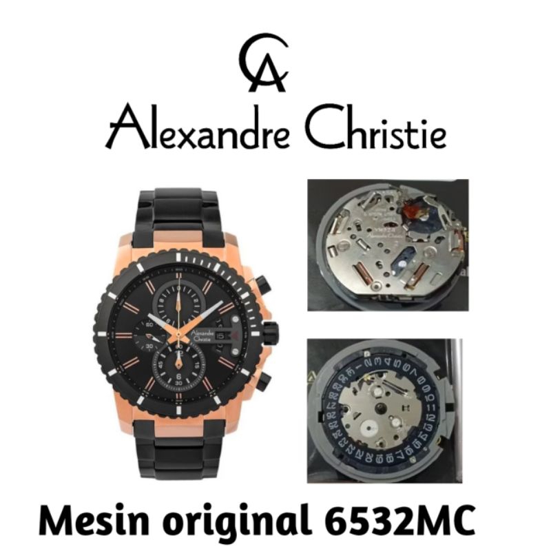 mesin jam tangan alexandre christie original 6532mc