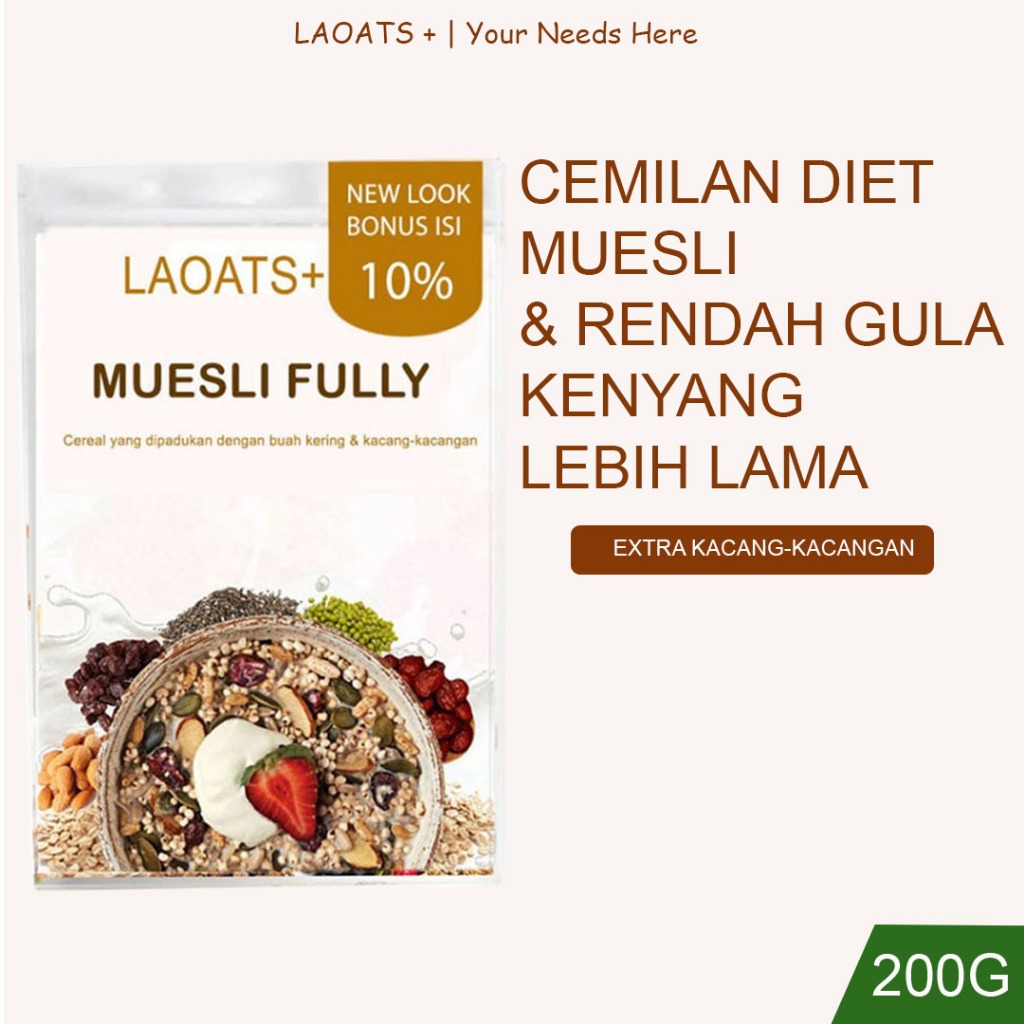 

Muesli Pocket Choco Chips Diet Granola Kacang Almond Snack Diet Rendah Kalori Cemilan Sehat Laoats