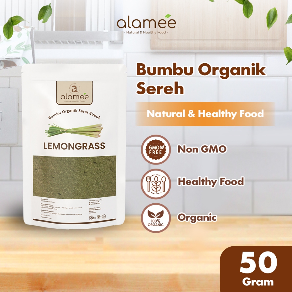 

ALAMEE Bubuk Sereh Lemongrass Powder Bumbu Dapur Organik Serai Murni Asli Tanpa Campuran 50 Gram