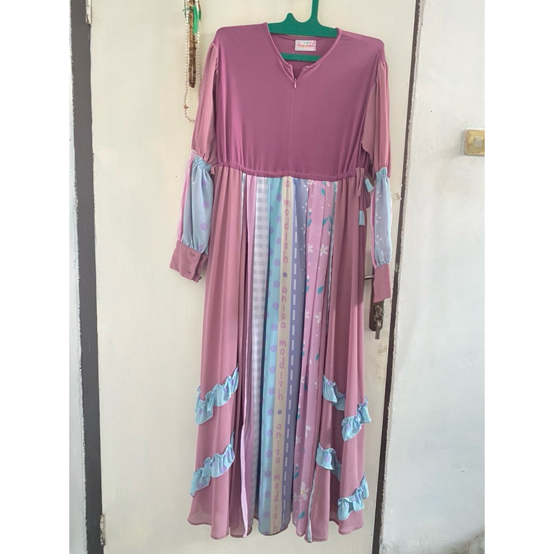 anisa modish syari abaya dress gamis lilac