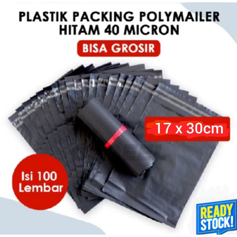 

Plastik Packing Polymailer Hitam 17x30 Micron Bisa Grosir Isi 100 Lembar Tebal 100% Berkualitas