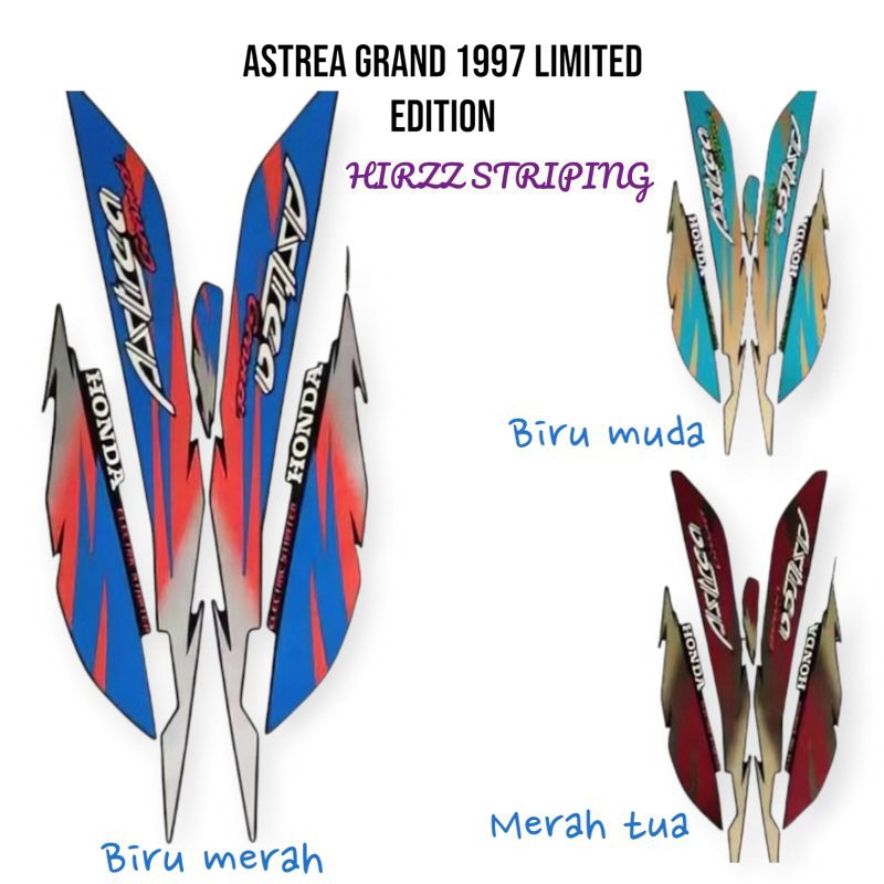 STIKER STRIPING LIS LES POLET PLAT BODY MOTOR HONDA ASTREA GRAND 1997 LIMITED EDITION