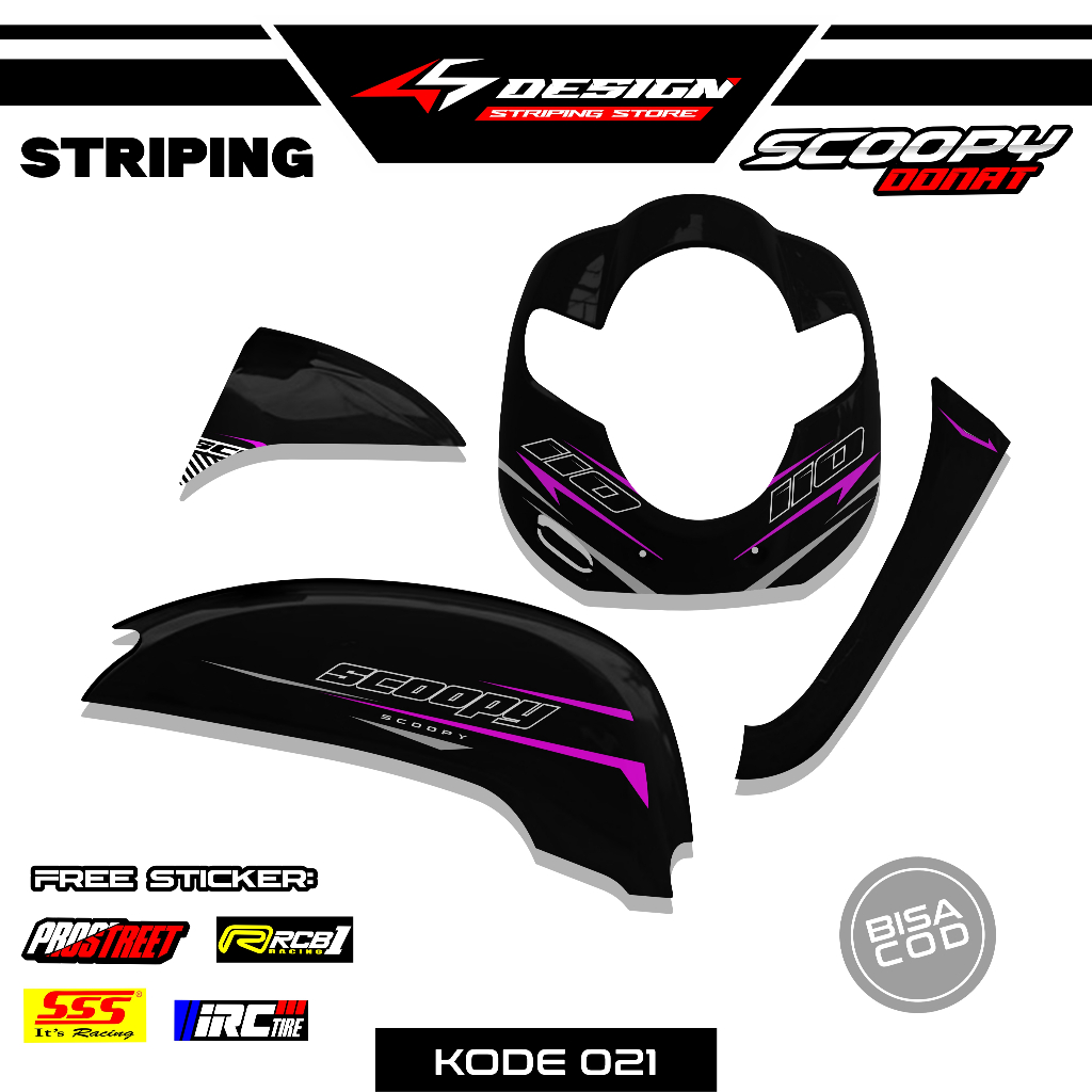 21 STRIPING UV TRANSPARAN SCOOPY DONAT - STRIPING TRANSPARAN UV SCOOPY DONAT MOTIF SIMPLE