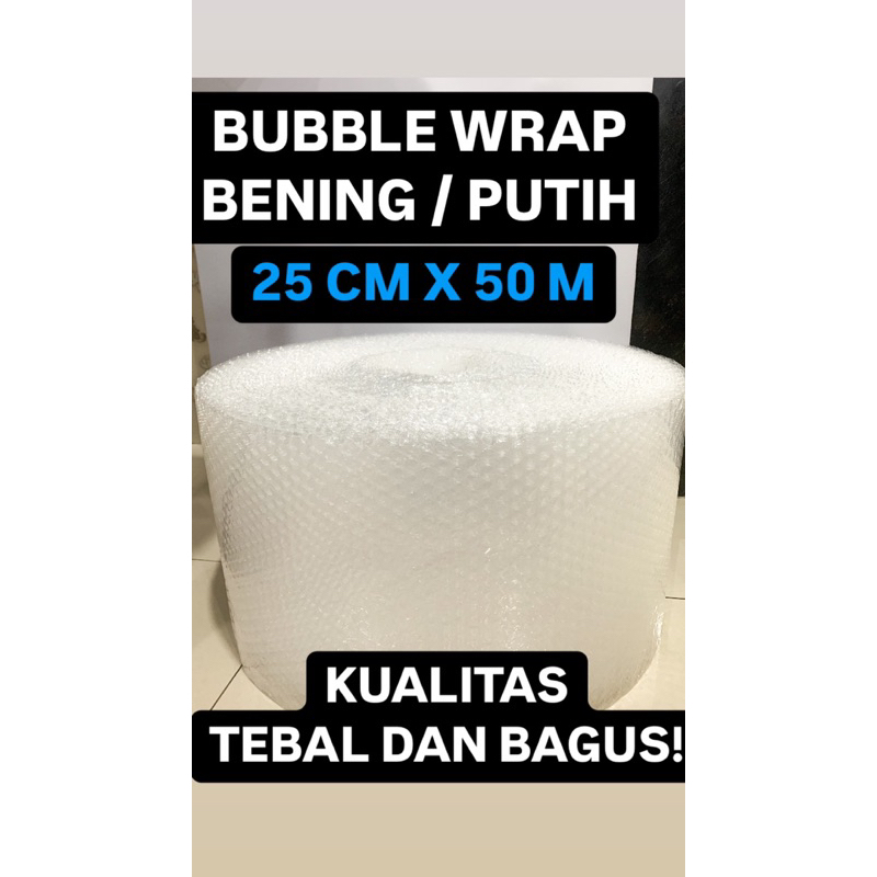 

BUBBLE WRAP PUTIH / BENING KUALITAS TEBAL DAN BAGUS 25 CM X 50 M