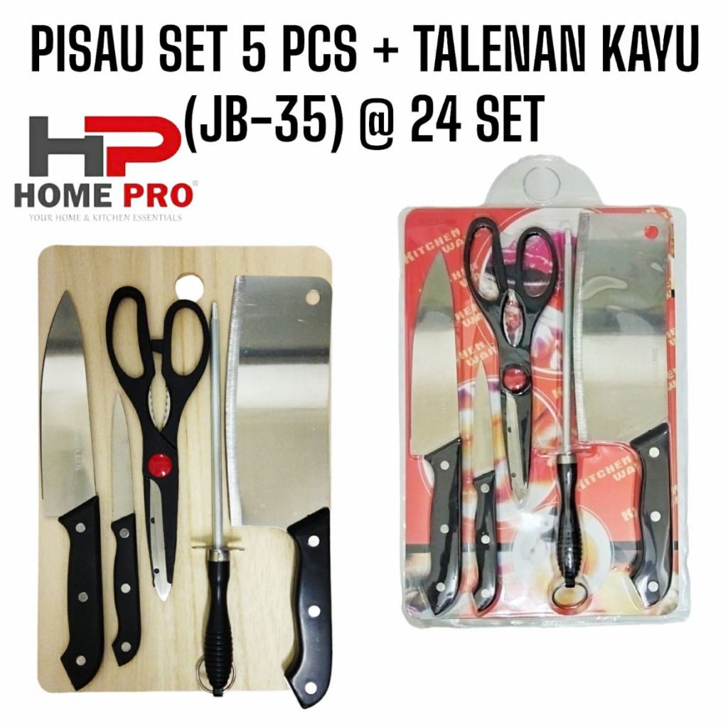 Pisau Set 5 Golok Pisau Gunting Asahan Talenan Kayu