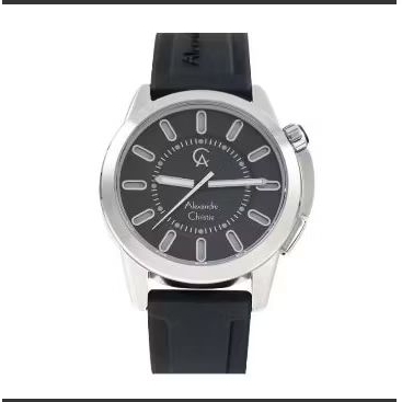 JAM TANGAN PRIA ALEXANDRE CHRISTIE AC 8632 SILVER BLACK RUBER ORIGINAL