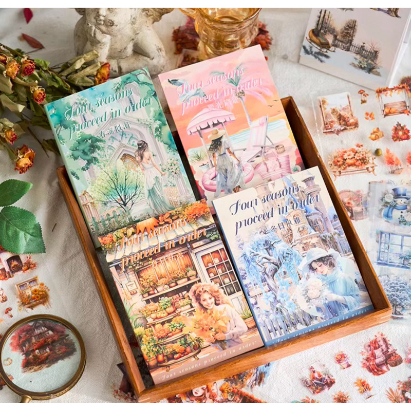 

Sticker Book Four Seasons Teenage Travel Photography Journal Scrapbook DIY Stiker Jurnal Kit
