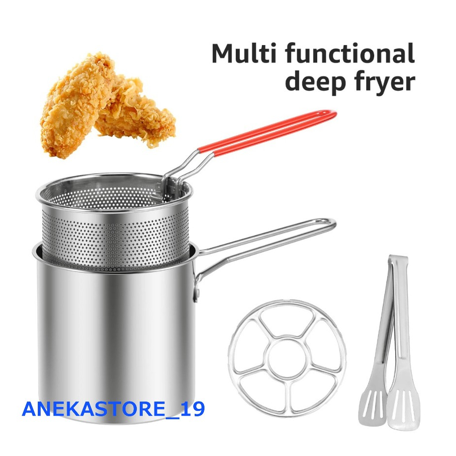 [ANEKA] Mini Deep Fryer 4in1 Panci Penggorengan Kentang Kukusan Sayur Mie Multifungsi Capitan Stainl