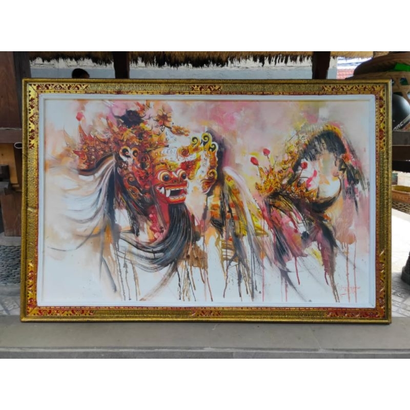 lukisan barong dan bingkai Bali