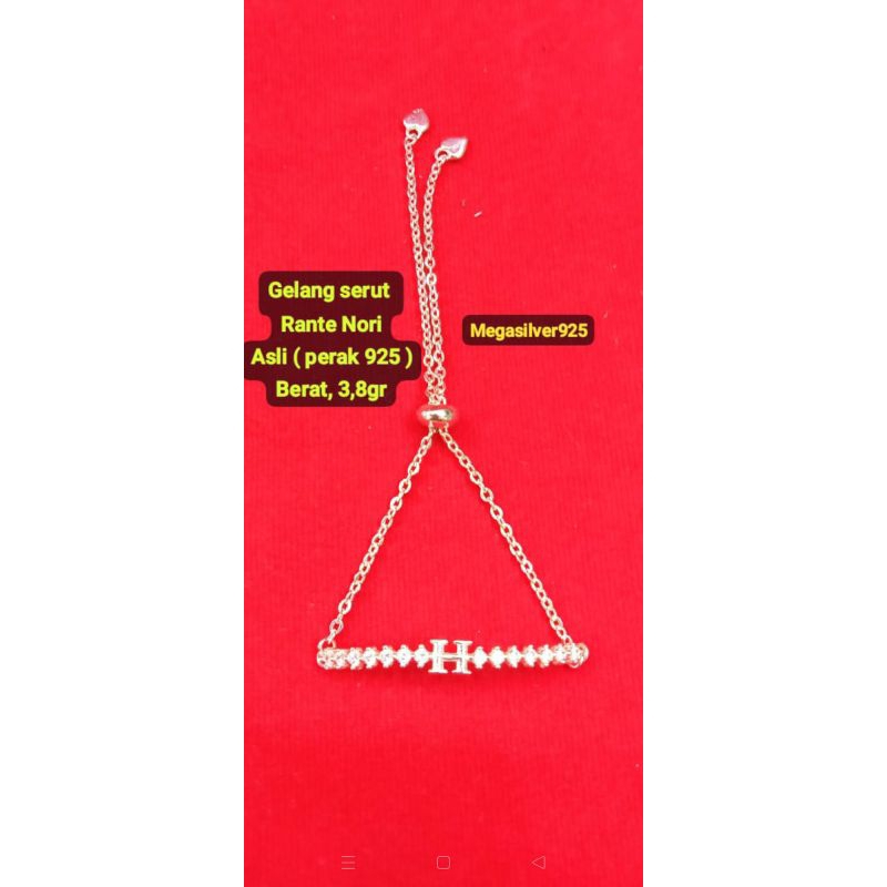 gelang serut model H, asli ( perak 925 )