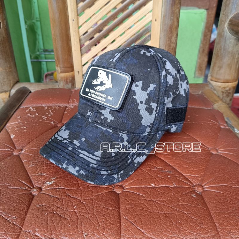 topi tactical loreng navysil plus patch rubber frogman full ripstop cotton baseball caps