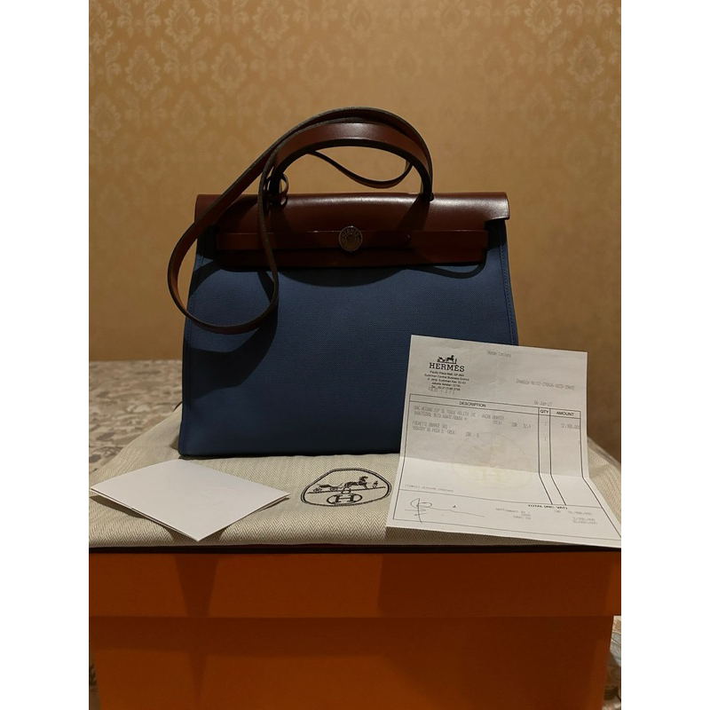 Hermes Herbag 31 Zip Bag -  Blue