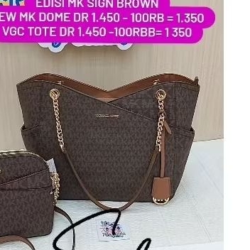 mk tote bag signature brown