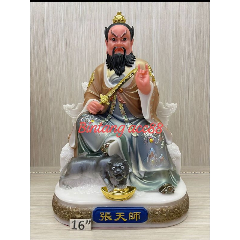patung dewa zhang tien se/ tiu tien se - mamer - 16inch - coklat