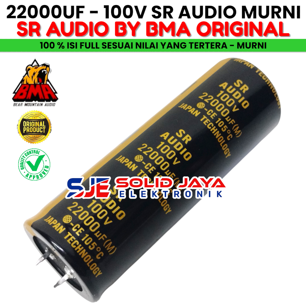 CAPASITOR ELKO 22000 UF 100 V SR AUDIO BMA MURNI ASLI ELCO SR AUDIO 22000UF 100V ELKO CAPASITOR KAPA