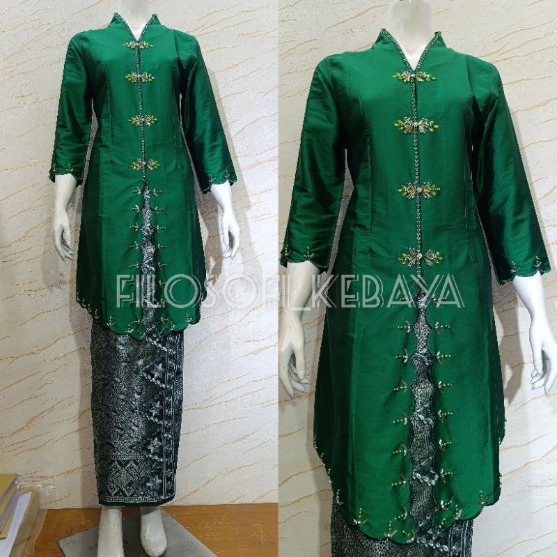 FK-Set Baju Kurung Melayu Malaysia // Baju Kurung Melayu Bahan Taffeta Mix Payet Dada // Atasan Keba