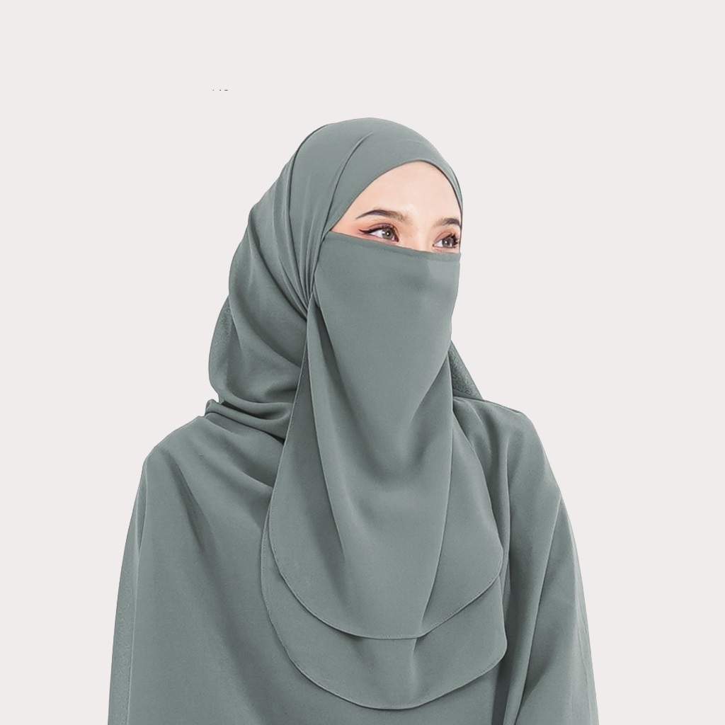 Niqab Tali Ceruty Babydoll Cadar Dua Layer Tanpa Jahitan Bawah