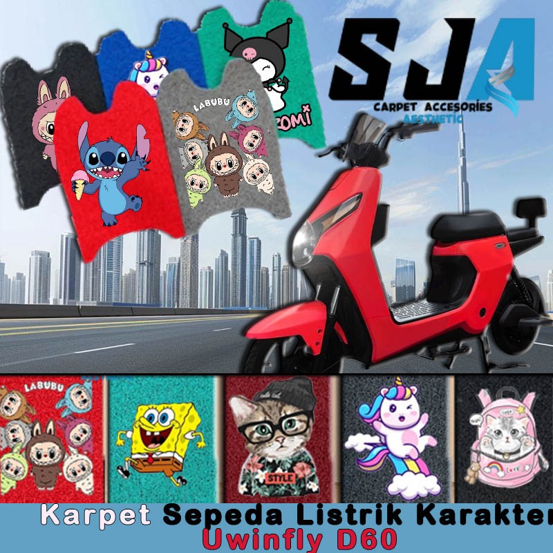 M3 Karpet Sepeda Motor Listrik Mie Bihun Karakter Uwinfly D60/D65
