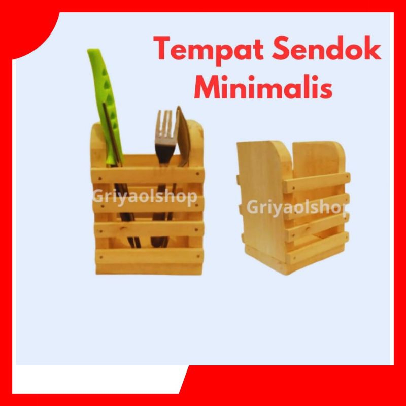 Tempat Sendok Garpu Bahan Kayu Minimalis/Wadah Tempat Sendok Garpu Serbaguna